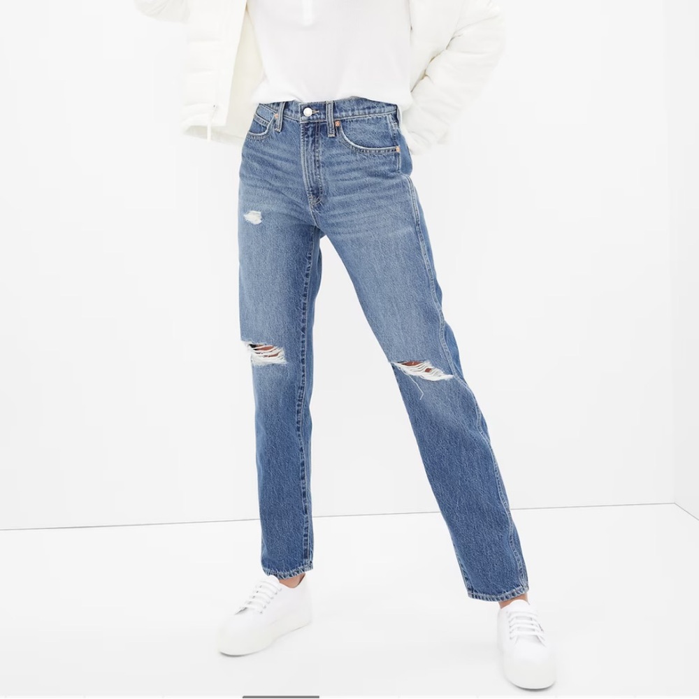 GAP Women’s High Rose Destructed Mom Jeans - Picture 11 of 12
